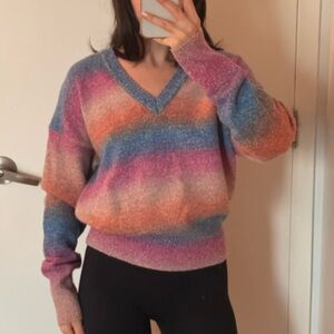 Sundays multicoloured striped v neck knit sweater Size 0